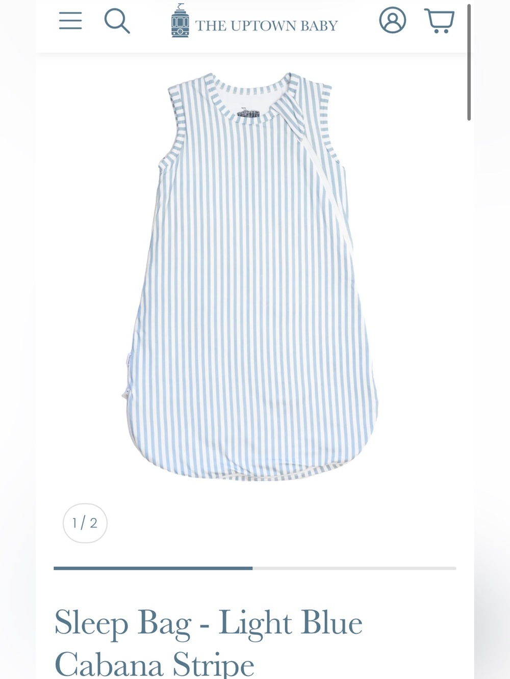 The Uptown Baby sleep sack in blue cabana 6-18m